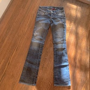 Low rise, boot cut jeans